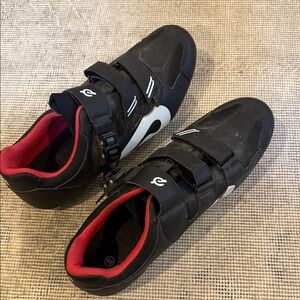 Peloton Black Cycling Shoes with Red Accents